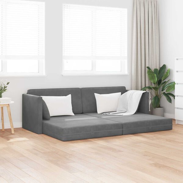 vidaXL Sof&aacute;-cama de piso 200cm Gris oscuro Terciopelo