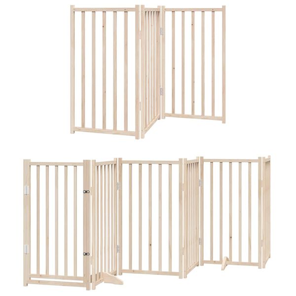 vidaXL Puerta para perros plegable 9 paneles madera de &aacute;lamo 450 cm
