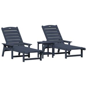 vidaXL Muebles de lounge para jardín 3 pcs Azul Marino 38 x 38 x 46cm