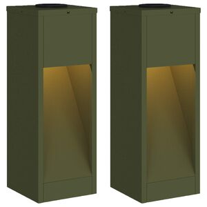 vidaXL Luz de Sendero LED Solar 2 pcs Verde Oliva