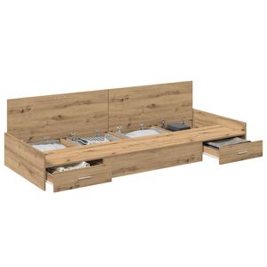 vidaXL Estructura de cama con cabecera Roble artesanal 100 x 200 cm