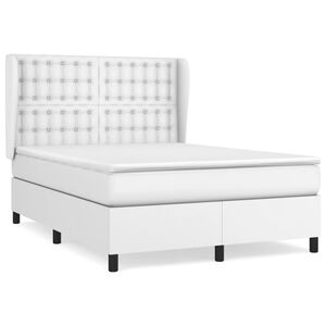 vidaXL Cama box spring con colch&oacute;n cuero sint&eacute;tico blanco 140x200cm