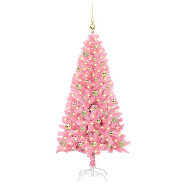 vidaXL Árbol de Navidad con 150 LED con soporte Rosa 150 cm PVC