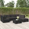 vidaXL Set de muebles de jard&iacute;n y cojines 7 pzas rat&aacute;n sint&eacute;tico negro
