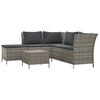 vidaXL Set de muebles de jard&iacute;n 4 pzas y cojines rat&aacute;n sint&eacute;tico gris