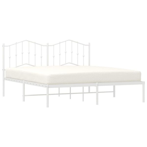 vidaXL Estructura cama sin colch&oacute;n con cabecero metal blanco 183x213cm