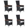vidaXL Juego muebles jard&iacute;n 5 pzas con cojines rat&aacute;n sint&eacute;tico negro