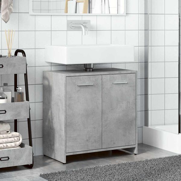 vidaXL Armario lavabo baño madera ingeniería gris hormigón 60x33x60 cm