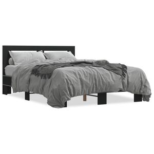 vidaXL Estructura de cama madera de ingenier&iacute;a y metal negro 140x200cm