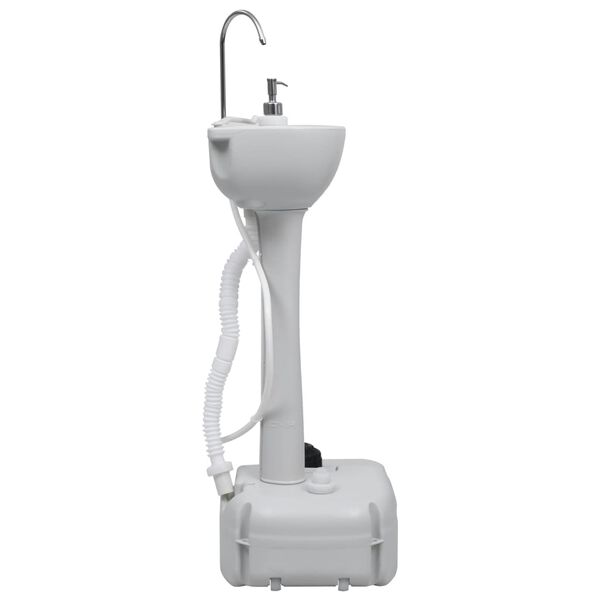 vidaXL Lavabo port&aacute;til con pedestal para camping gris 20 L