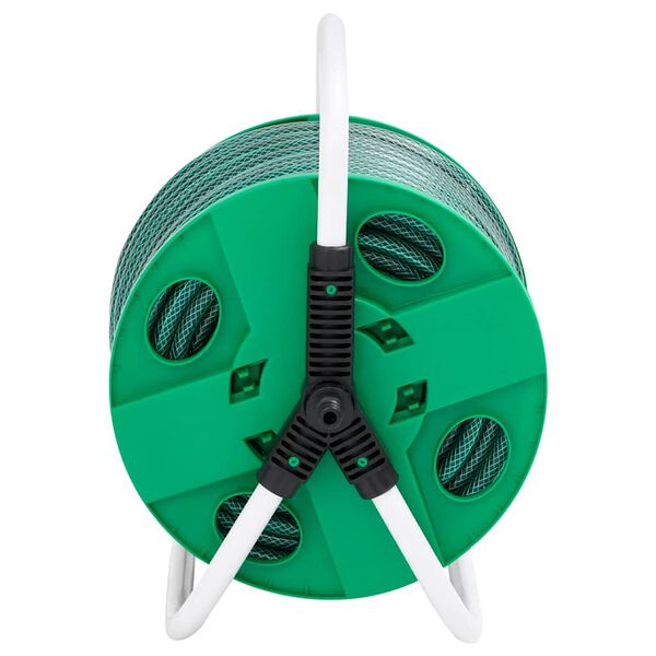 vidaXL Carrete de manguera de pie con set racores PVC verde 0,5" 30 m
