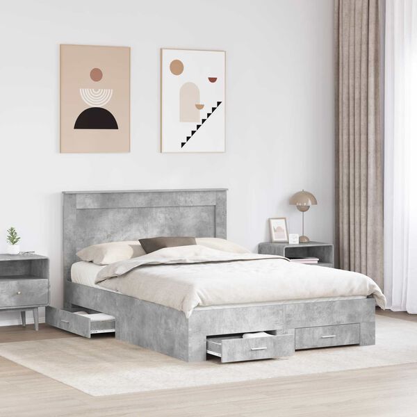 vidaXL Estructura de cama con caj&oacute;n con cabecera Madera contrachapada