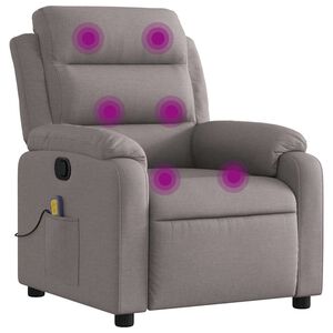 vidaXL Sill&oacute;n de masaje reclinable de tela gris taup&eacute;