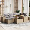 vidaXL Set sof&aacute;s de jard&iacute;n 7 piezas y cojines rat&aacute;n sint&eacute;tico beige