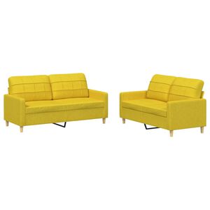 vidaXL Juego de sof&aacute;s con cojines 2 piezas tela amarillo claro