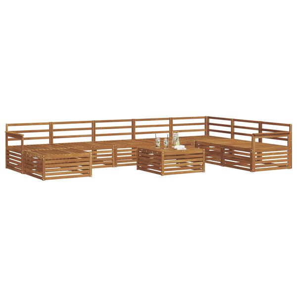 vidaXL Juegos de sof&aacute;s 9 pcs Natural Madera de Acacia S&oacute;lida