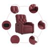 vidaXL Sillón reclinable elevable cuero artificial rojo tinto
