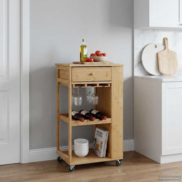 vidaXL Carrito de cocina con ruedas Natural 47,5 x 36 x 83 cm Bamb&uacute;