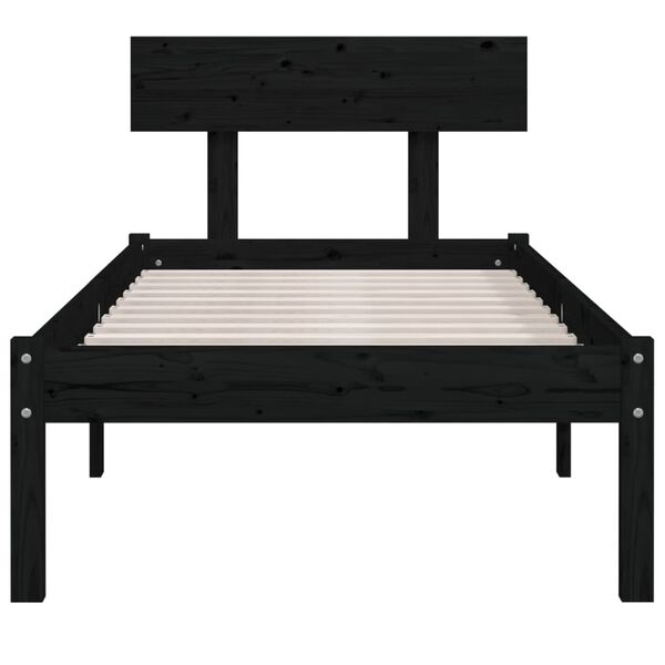 vidaXL Estructura cama individual sin colch&oacute;n madera maciza pino negro