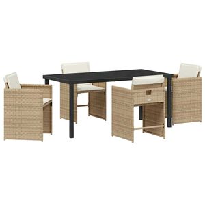 vidaXL Conjunto de Comedor de Jard&iacute;n 5 pcs Beige rat&aacute;n sint&eacute;tico
