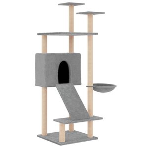 vidaXL Rascador para gatos con postes de sisal gris claro 153 cm