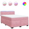 vidaXL Cama box spring con colch&oacute;n terciopelo rosa 160x200 cm