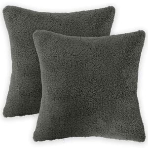 vidaXL Funda de almohada 2 pcs HEERLEN Gris oscuro 30 x 30 cm Boucl&eacute;