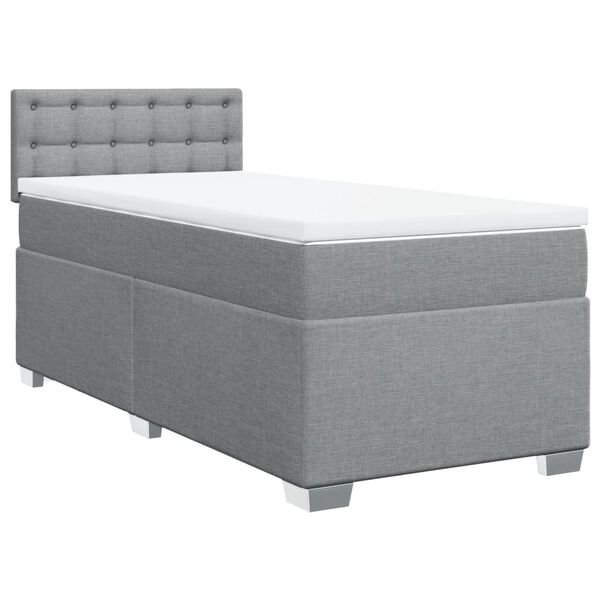 vidaXL Cama box spring con colchón tela gris claro 100x200 cm