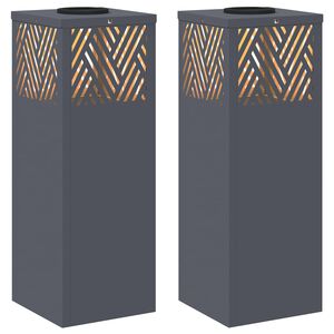 vidaXL Luz de camino LED solar 2 pcs Antracita Acero laminado en fr&iacute;o