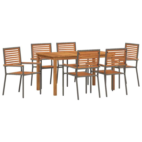 vidaXL Conjunto de Comedor de Jard&iacute;n 7 pcs Gris