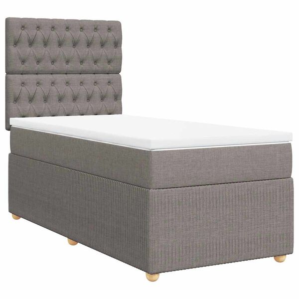 vidaXL Cama box spring con colch&oacute;n tela gris taupe 100x200 cm