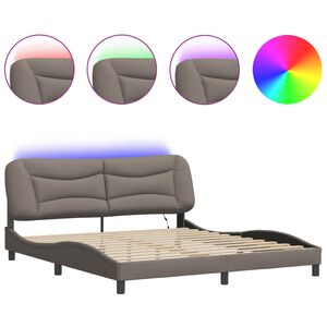 vidaXL Estructura de cama con LED sin colch&oacute;n Hvar tela gris taupe 180x200 cm