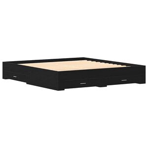vidaXL Estructura de cama con caj&oacute;n Roble Negro 180 x 200 cm