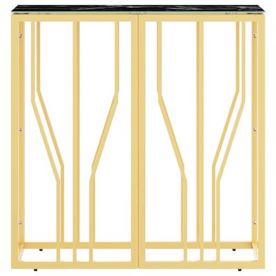 vidaXL Mesa consola de acero inoxidable y vidrio dorada 70x30x70 cm