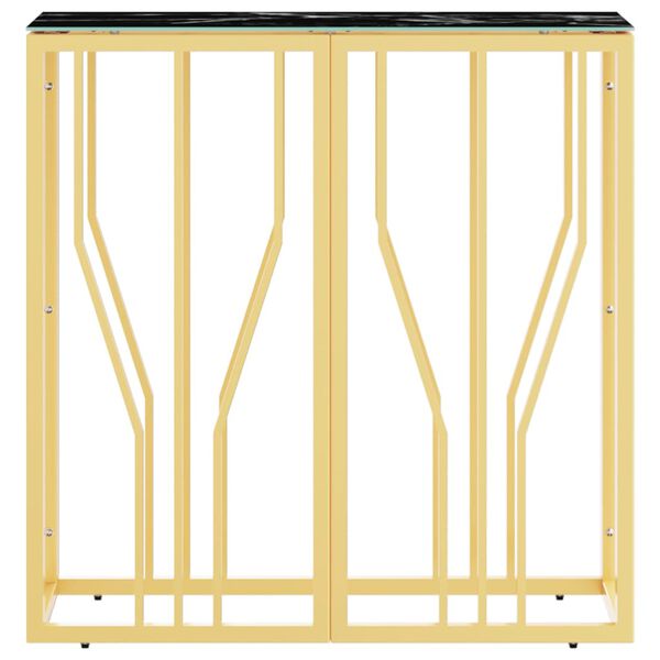 vidaXL Mesa consola de acero inoxidable y vidrio dorada 70x30x70 cm