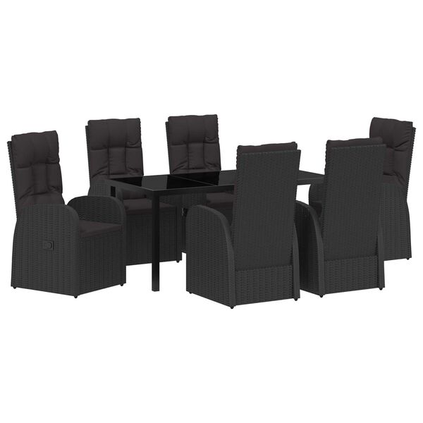 vidaXL Conjunto de Comedor de Jard&iacute;n 7 pcs Negro rat&aacute;n sint&eacute;tico