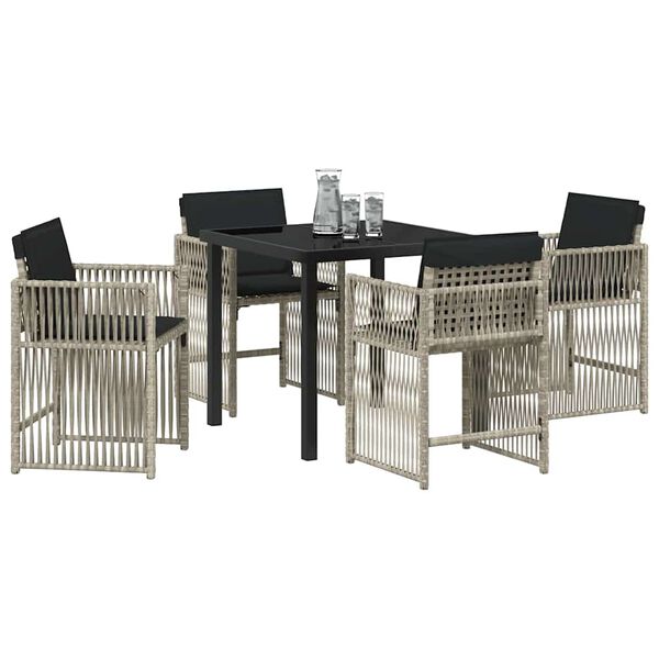 vidaXL Conjunto de Comedor de Jard&iacute;n 5 pcs Gris Claro rat&aacute;n sint&eacute;tico