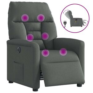 vidaXL Sill&oacute;n reclinable de masaje el&eacute;ctrico tela gris oscuro
