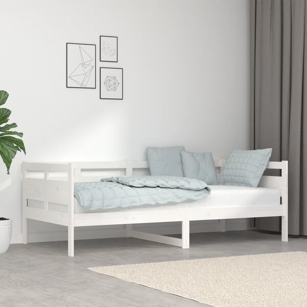 vidaXL Sof&aacute; cama madera maciza de pino blanco 90x190 cm