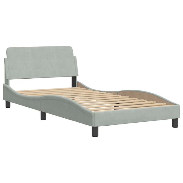 vidaXL Estructura de cama sin colch&oacute;n terciopelo gris claro 100x200 cm
