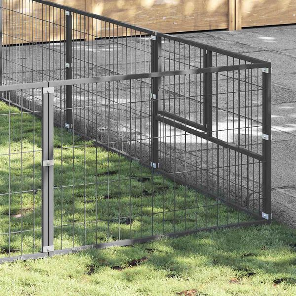 vidaXL Perrera plateada 54 m&sup2; acero