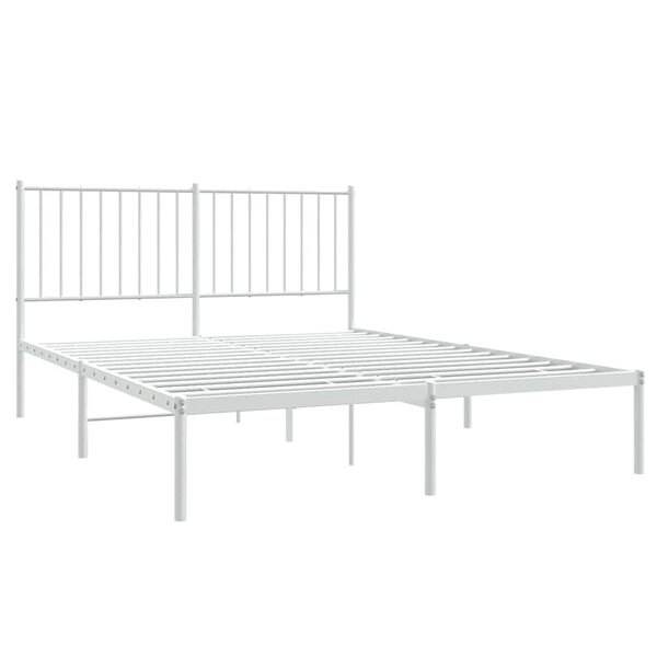 vidaXL Estructura cama sin colchón con cabecero metal blanco 135x190cm