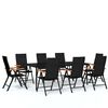 vidaXL Juego de comedor para jard&iacute;n 9 piezas negro
