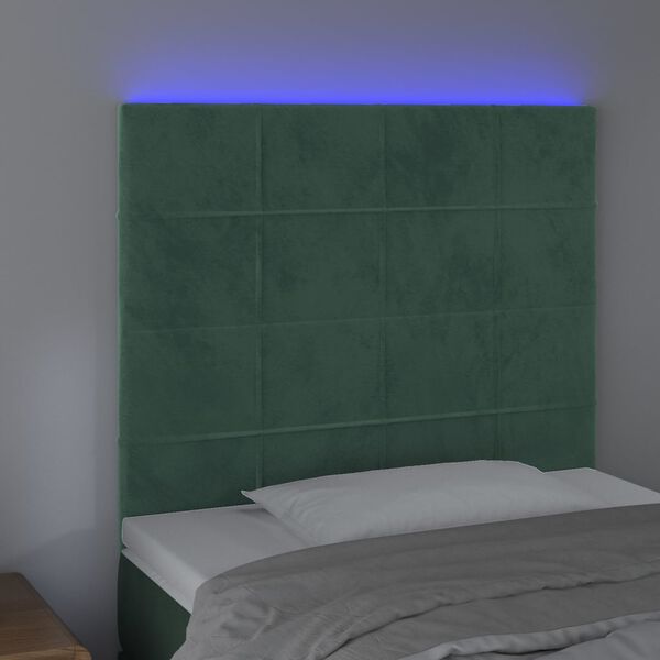 vidaXL Cabecero con luces LED terciopelo verde oscuro 80x5x118/128 cm