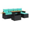 vidaXL Set sof&aacute;s jard&iacute;n y cojines 6 pzas rat&aacute;n sint&eacute;tico acacia negro