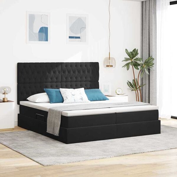 vidaXL Cama con almacenamiento Negro 180 x 200 cm Terciopelo