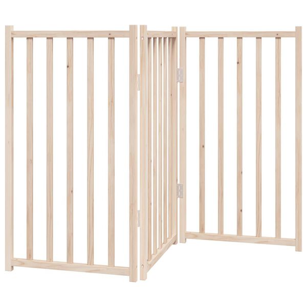 vidaXL Puerta para perros plegable de 3 paneles, 150 cm, madera maciza de abeto