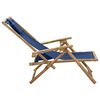 vidaXL Silla de relax reclinable de bambú y tela azul marino