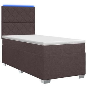 vidaXL Cama box spring con colch&oacute;n Marr&oacute;n Oscuro 80 x 200 cm Tela