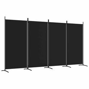 vidaXL Biombo divisor de 4 paneles de tela negro 346x180 cm